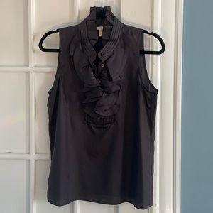 100% Silk J.Crew Ruffle Dk Grey Camisole sz 6